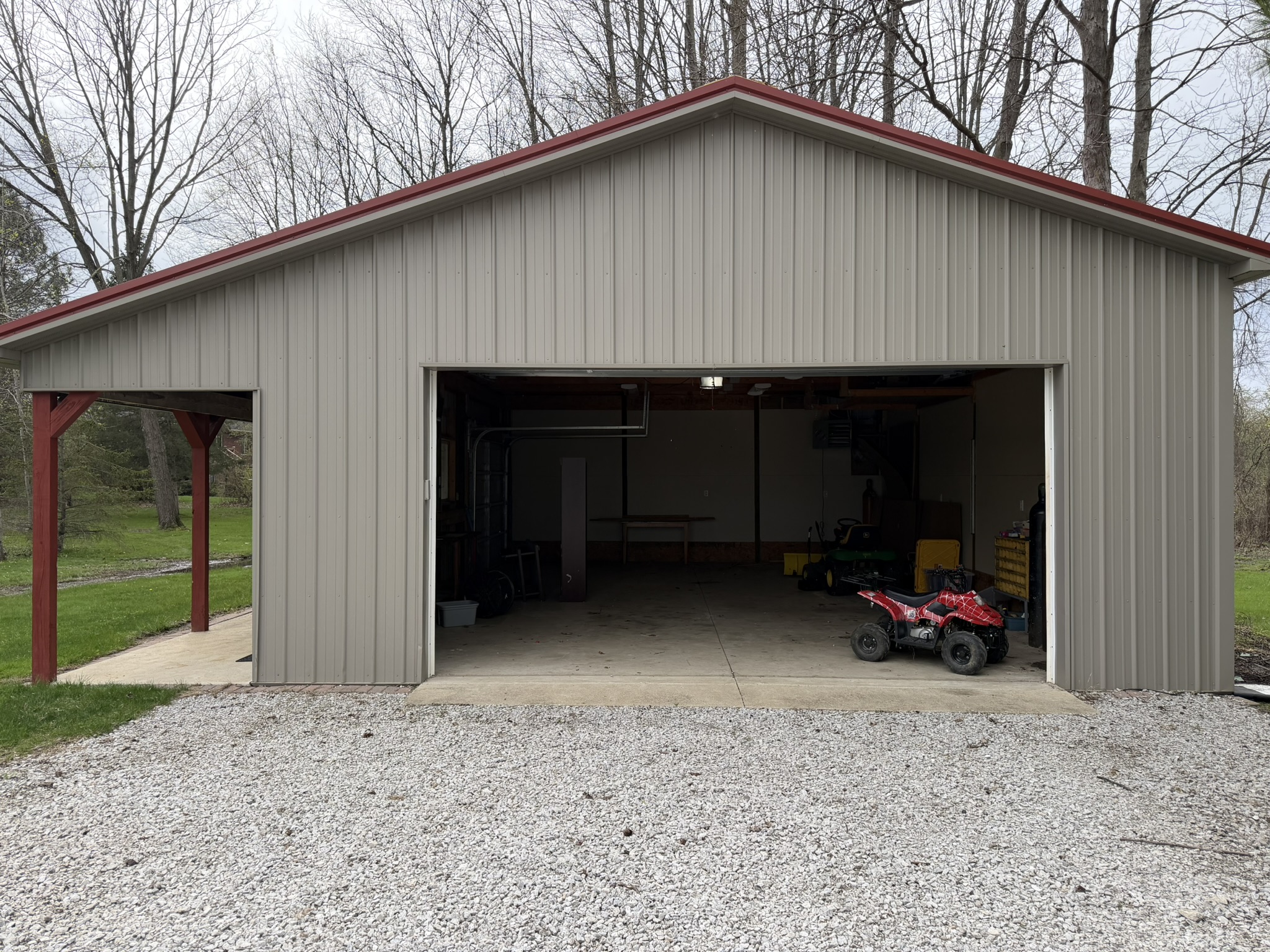 Pole barn shop — exterior front