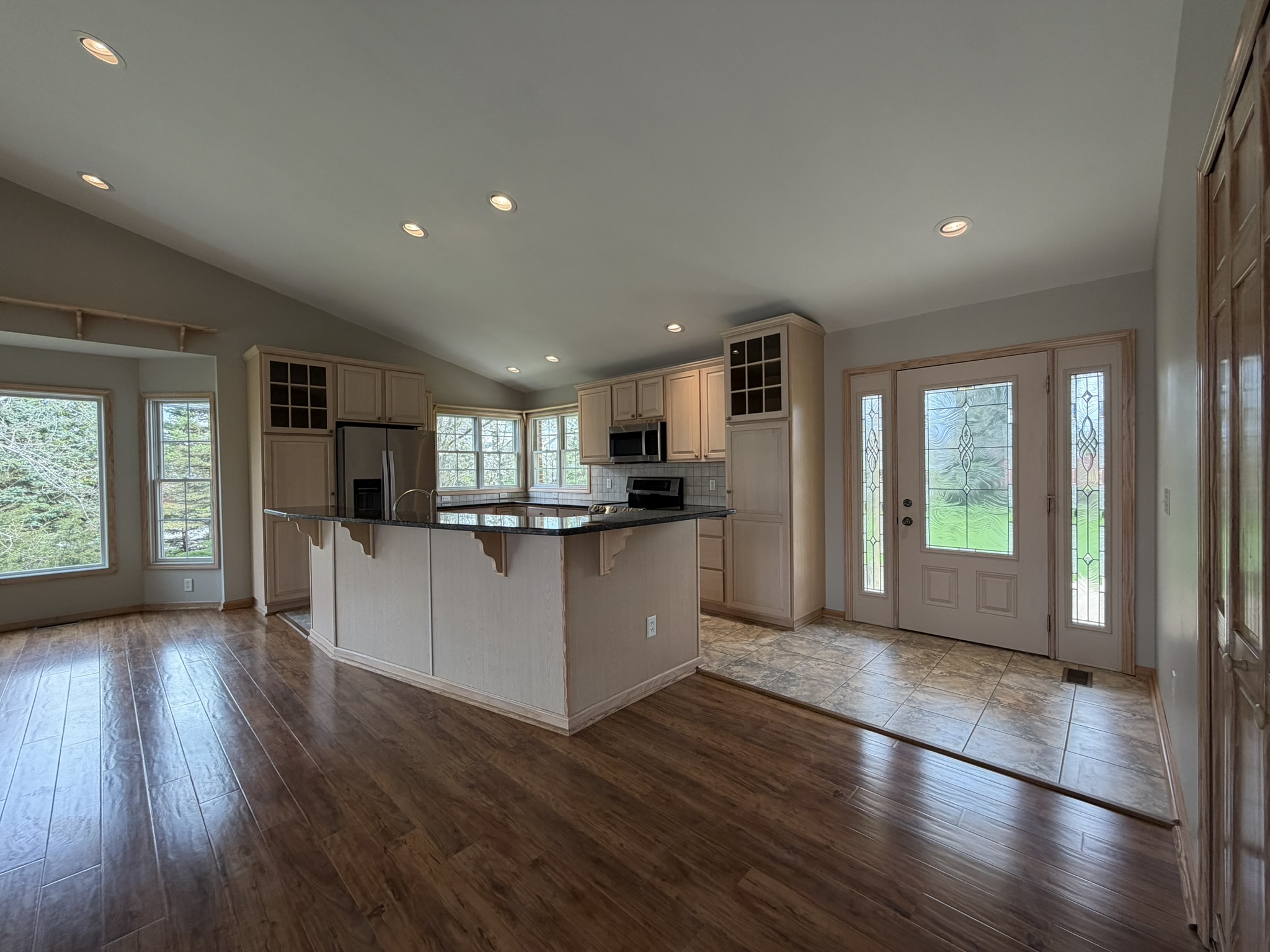 Kitchen — wide angle with great room