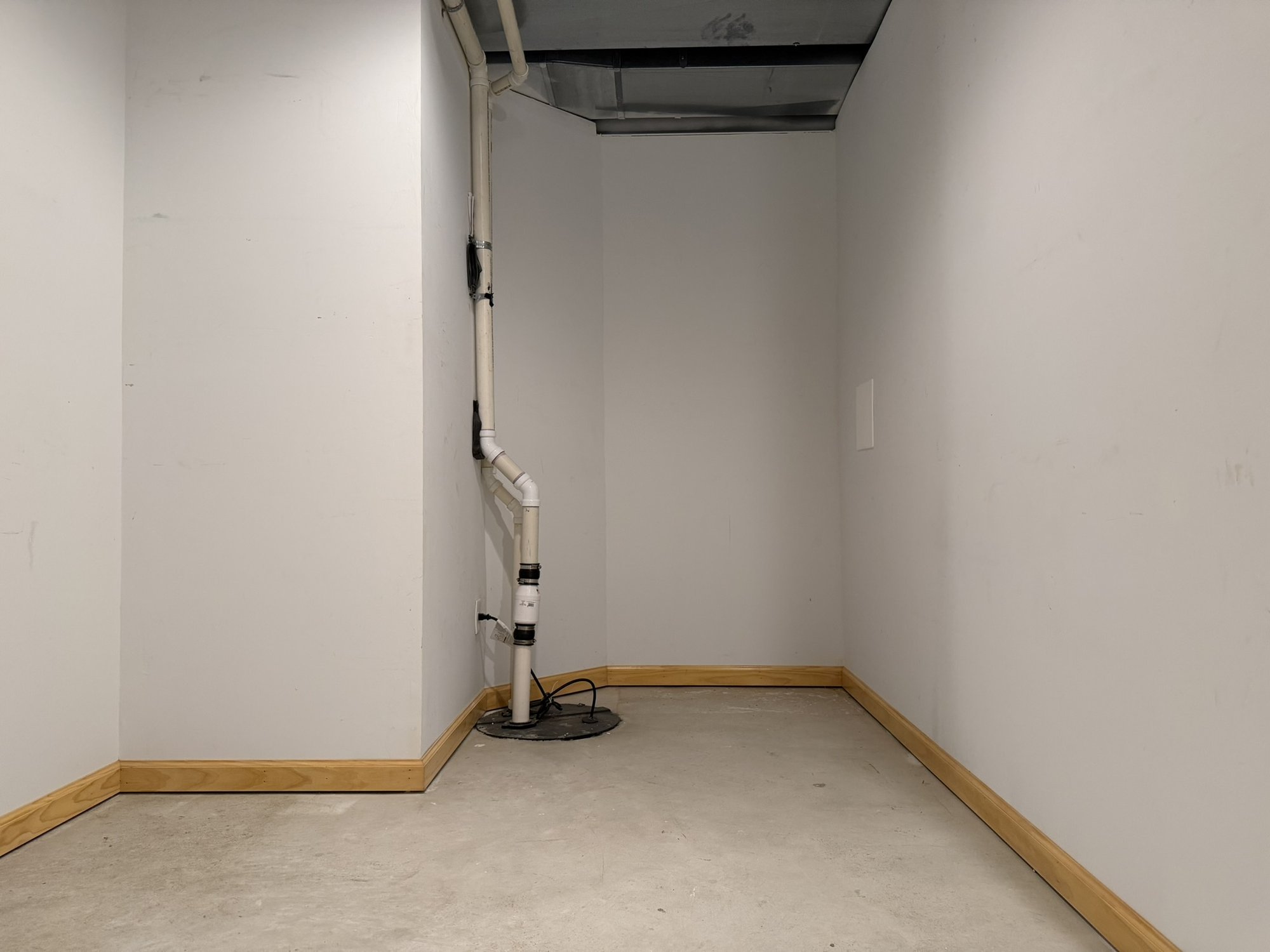 Bonus storage room — finished walls and trim